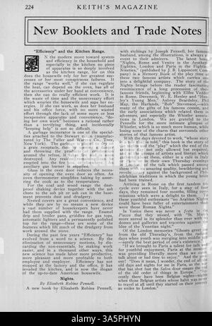 Max L. Keith's Magazine aus dem Jahr 1916 zeigt Entwürfe für Häuser, Kirchen und Schulen mit detaillierten Grundrissen und Beschreibungen der Baukosten. Die Artikel decken Wohngebäude, Inneneinrichtung und Landschaftsgestaltung ab. Das Magazin enthält Werbung für Baustoffe und Wohnmöbel. Bei einigen Volumes fehlen Seiten. Das Magazin dient als historische Ressource für die Architektur des frühen 20. Jahrhunderts. Stockfoto