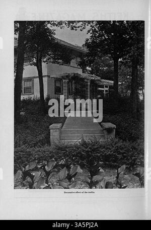 Keith's Magazine, das 1916 monatlich erscheint, enthält eine Vielzahl von Hausentwürfen, Grundrissen und Bauartikeln. Die Publikation enthält detaillierte Fotografien und Illustrationen sowie Werbung für Wohnmöbel und Baumaterialien. Stockfoto