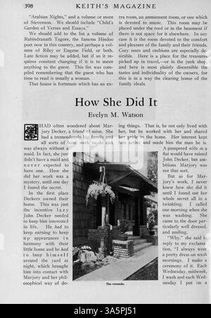 Keith's Magazine on Home Building, 1916, enthält monatliche Ausgaben zu den Bauplänen, Baudetails und Kostenschätzungen. Die Publikation enthält Fotos und Illustrationen von Häusern sowie Artikel über Inneneinrichtung, Landschaftsgestaltung und architektonische Trends. Einige Bände enthalten Pläne für Schulen und Kirchen. Stockfoto
