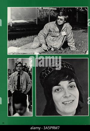 Das Mustang Jahrbuch der Breck School 1976 zeigt wichtige Leistungen von Schülern und Lehrkräften, Leichtathletik, Clubs und Schulveranstaltungen während des Schuljahres 1975-1976. Stockfoto