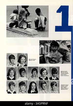 Dieses Jahrbuch 1976 der Breck School dokumentiert die sportlichen, akademischen und außerschulischen Höhepunkte der Schule während des Schuljahres 1975-1976. Stockfoto