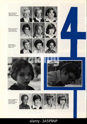 Das Mustang Jahrbuch 1976 zeigt die Höhepunkte von Studenten, Dozenten und Sport aus dem akademischen Jahr 1975-1976 an der Breck School sowie Clubaktivitäten und Schulveranstaltungen. Stockfoto