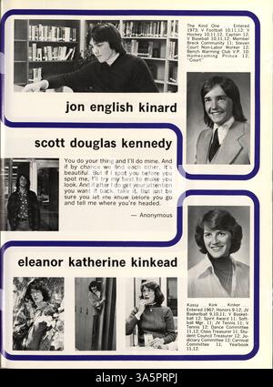 Das Mustang Jahrbuch 1976 zeigt das akademische Jahr an der Breck School und dokumentiert Studenten, Lehrkräfte, Leichtathletik und andere wichtige Ereignisse von 1975 bis 1976. Stockfoto