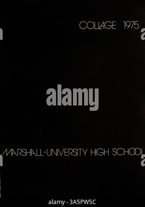 Diese Ausgabe 1975 des Collage Jahrbuchs der Marshall University reflektiert die Studentenschaft, die Fakultät, den Sport, die Schulvereine und wichtige Ereignisse aus dem Schuljahr 1974-1975. Stockfoto