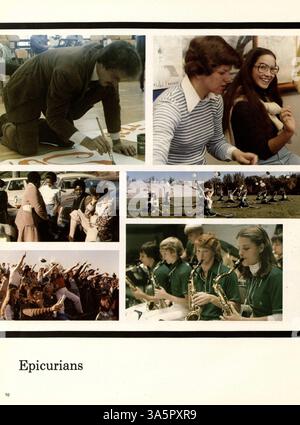 Dieses Jahrbuch der West High School von 1978 dokumentiert verschiedene Aspekte des Schullebens während des Schuljahres 1977-1978, einschließlich Schülerleistungen, sportliche Veranstaltungen und Höhepunkte der Fakultät. Stockfoto