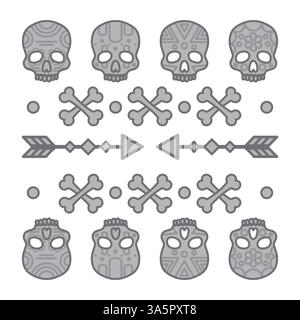 Graue Schädelmuster des Stammes Stock Vektor