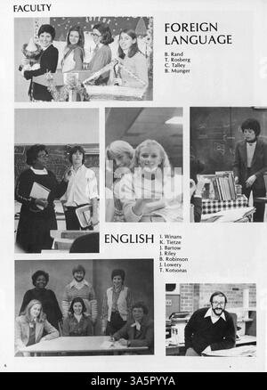 Das Jahrbuch der Minnetonka East Junior High 1981 zeigt die Schüler der Schule, Sportprogramme, Clubs und bedeutende Veranstaltungen aus dem Schuljahr. Stockfoto