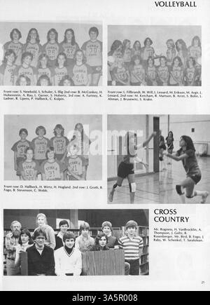 Das Minnetonka East Jr. Das High Yearbook 1981 beleuchtet die bedeutenden Ereignisse und Menschen des Schuljahres 1980-1981, einschließlich Schülerleistungen, Leichtathletik und Vereinsaktivitäten. Stockfoto