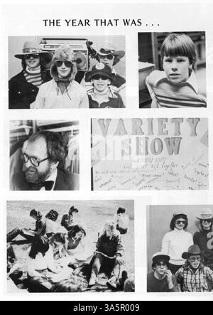 Das Minnetonka East Jr. Das High Yearbook von 1981 spiegelt die Leistungen der Schüler, der Lehrkräfte und die vielfältigen Aktivitäten wider, die das Schuljahr 1980-1981 geprägt haben. Stockfoto