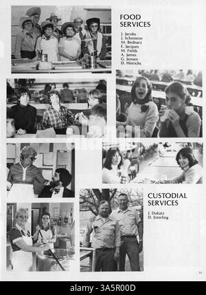 Das Minnetonka East Jr. Das High Yearbook von 1981 erfasst die wichtigsten Momente des Schuljahres 1980-1981 und hebt Schüler, Dozenten, außerschulische Clubs, Leichtathletik, und Schulveranstaltungen in Hennepin County. Stockfoto