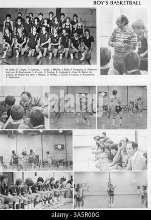 Das Jahrbuch 1981 von Minnetonka East Jr. High bietet einen detaillierten Überblick über die Studierenden, die Fakultät und die wichtigsten Veranstaltungen des Jahres, einschließlich Leichtathletik, Vereine und akademische Meilensteine. Stockfoto