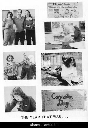 Das 1981 Minnetonka East Jr. Das High Yearbook erfasst die wichtigsten Momente des Schuljahres mit Schülerporträts, Vereinsaktivitäten und sportlichen Leistungen. Stockfoto