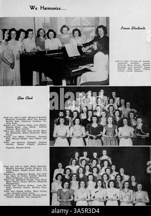 Das Paduanische Jahrbuch 1947 der St. Anthony High School beschreibt die Schüler, Lehrkräfte, Leichtathletik, Vereine und Veranstaltungen des Schuljahres 1946-1947. Stockfoto