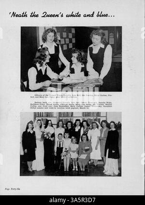 Dieses Paduanische Jahrbuch 1947 der St. Anthony High School beleuchtet die Leistungen und Aktivitäten von Schülern, Lehrern, Leichtathletik und Schulvereinen aus dem Schuljahr 1946-1947. Stockfoto