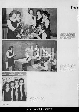 Das Jahrbuch Paduan 1947 der St. Anthony High School dokumentiert die Schüler, Lehrkräfte, Leichtathletik, Vereine und Veranstaltungen des Schuljahres 1946-1947. Stockfoto