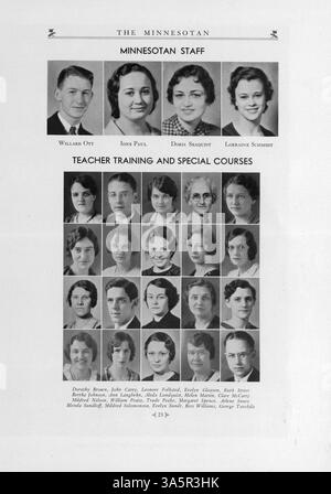 Das Jahrbuch 1933 der Minnesota School of Business dokumentiert die Schüler, Lehrer und die wichtigsten Ereignisse des Schuljahres 1932-1933. Stockfoto