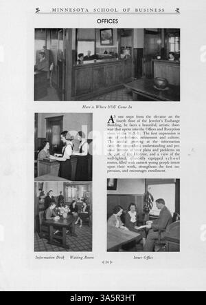 Das Jahrbuch 1933 der Minnesota School of Business zeigt die Studenten, Dozenten und Schlüsselveranstaltungen des akademischen Jahres 1932-1933. Stockfoto