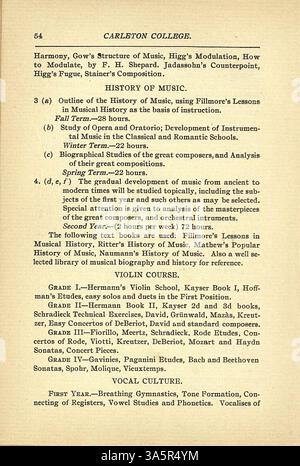 Dieser Katalog des Carleton College aus dem Jahr 1900-1901 beschreibt Kurse, Lehrkörper, Einschreibung von Studenten, historische Skizzen, Abteilungsstrukturen, einschließlich Zulassungskriterien und Ehrendokumenten. Stockfoto