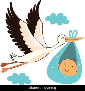 Baby-Entbindungsjunge fliegt Stock Vektor