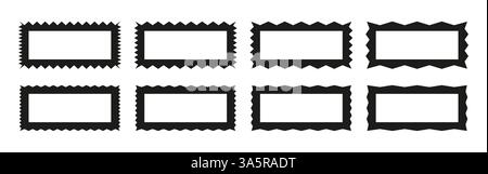 Sammlung von Rechteckrahmen mit Zickzackrand Stock Vektor