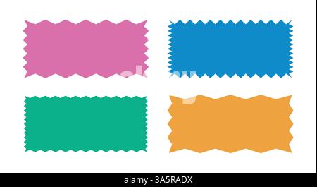 Gezackter Aufkleber oder Stempelsatz mit welligen Kanten Stock Vektor