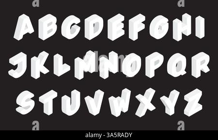 Weiße isometrische 3D-Schriftart Stock Vektor
