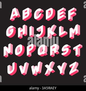 Farbenfrohe 3D-Schriftart. Buchstaben perspektivische Kubikblöcke Stock Vektor