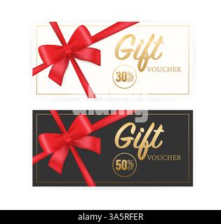 Grußkarte. Vintage-Coupon-Ticketkarte. Bannerband mit goldenem Geschenkgutschein auf goldenem Hintergrund für Konzeptdesign. Vektordesign-Vorlage. Geschenk Stock Vektor