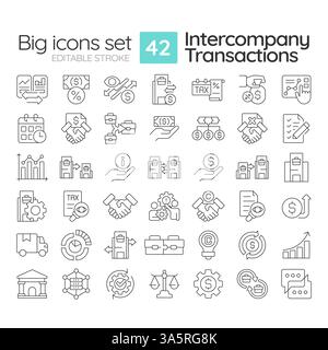 Lineare Symbole für zwischenbetriebliche Transaktionen festgelegt Stock Vektor