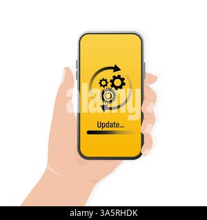 Abbildung mit Update-Smartphone. Vektorgrafik des Smartphones. Computertechnik. Computertechnik. Stock Vektor