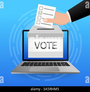 Wählen Sie Laptop, tolles Design für jeden Zweck. Stimmzettel. Flaches Symbol mit Vote-Laptop. Illustration für digitales Marketing. Flache Vektorkonstruktion. Stock Vektor