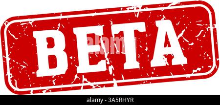Beta-Stempel. Rechteckiges Beta-Zeichen isoliert auf transparentem Hintergrund Stock Vektor