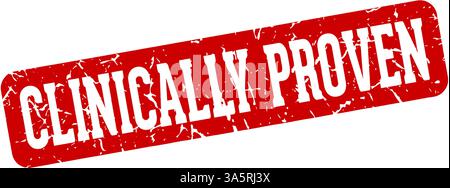 Klinisch bewährter Stempel. Klinisch bewährtes rechteckiges Zeichen isoliert auf transparentem Hintergrund Stock Vektor