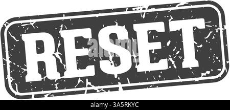 Stempel zurücksetzen. Rechteckiges Zeichen auf transparentem Hintergrund isoliert zurücksetzen Stock Vektor