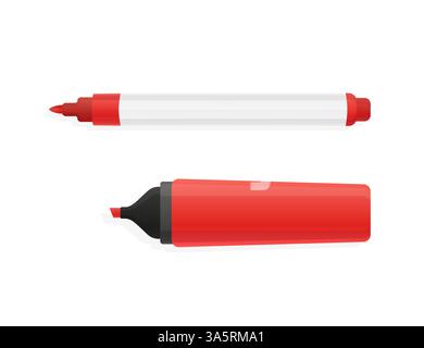 Marker in flacher Form auf weißem Hintergrund. Vektorgrafik. Stock Vektor