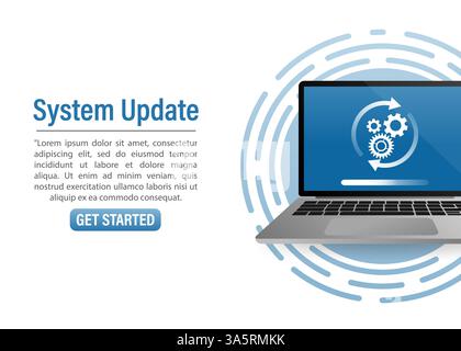 Abbildung mit Update-Smartphone. Vektorgrafik des Smartphones. Computertechnik. Computertechnik. Stock Vektor