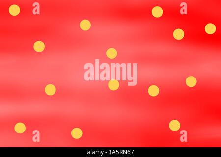 Auffällig roter Hintergrund mit goldgelben Polka Dots und verlaufender Textur, die ein markantes und energiegeladenes visuelles Statement schaffen Stockfoto