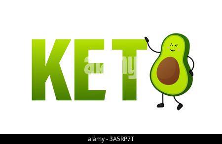 Keto-Diät-Konzept im Cartoon-Stil. Isolierte Vektordarstellung. Weißer Hintergrund. Gute Ernährung. Stock Vektor