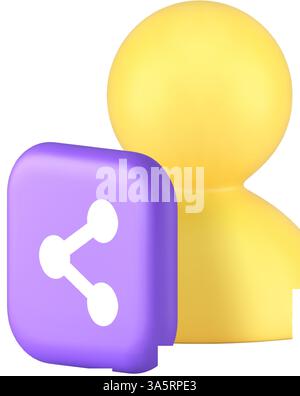 Persönliche Kommunikation Kontaktinformationen Teilen sozialer Netzwerke 3D-Symbol realistische Vektorillustration. Mitglied der Gesellschaft für das Community-Profil des Benutzerkontos Stock Vektor