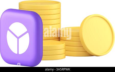 Geld Goldmünze Finanzen Buchhaltung Budget Analyse 3D Symbol realistische Vektor Illustration. Bankfinanzanalyse statistische Ertragsaufwendungen wir Stock Vektor