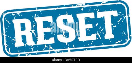 Stempel zurücksetzen. Rechteckiges Zeichen auf transparentem Hintergrund isoliert zurücksetzen Stock Vektor