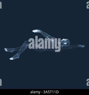 3D-Schwimmen Mann. Vektor Bild von einem Schwimmer. Menschlichen Körper. Sport Symbol. Design Element. Stock Vektor