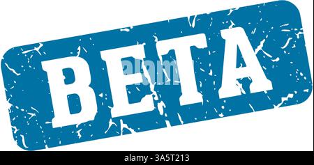 Beta-Stempel. Rechteckiges Beta-Zeichen isoliert auf transparentem Hintergrund Stock Vektor
