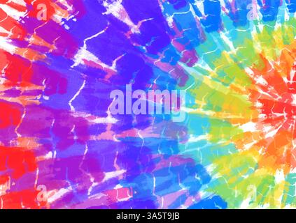 Abstraktes Regenbogenfarbenes, handgemaltes Krawattenfarbenes Hintergrunddesign Stock Vektor