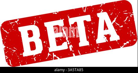 Beta-Stempel. Rechteckiges Beta-Zeichen isoliert auf transparentem Hintergrund Stock Vektor