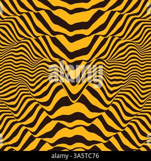 Wellenform Hintergrund. Dynamische visuelle Wirkung. Oberfläche Verzerrung. Muster mit optischen Täuschung. Vektor gestreift Abbildung. Schallwellen. Stock Vektor