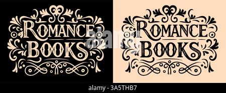 Romantik Bücher Text Fantasy Leser Schriftzüge Zierrahmen dunkle Akademia viktorianische Ära Stil Retro Barock Vintage ästhetische Print Hemd Design. Stock Vektor