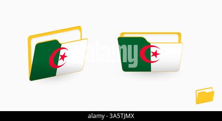 Algerien-Flag auf zwei Ordnertypen. Vektorabbildung. Stock Vektor