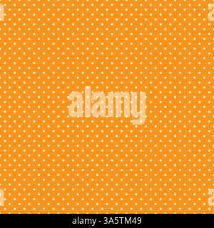 Nahtlose Vektor weiße Polka Dots für Muster auf orangem Hintergrund, Tapete, Textur, Web, Blog, Druck- oder Grafikdesign. Stock Vektor