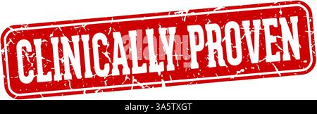 Klinisch bewährter Stempel. Klinisch bewährtes rechteckiges Zeichen isoliert auf transparentem Hintergrund Stock Vektor